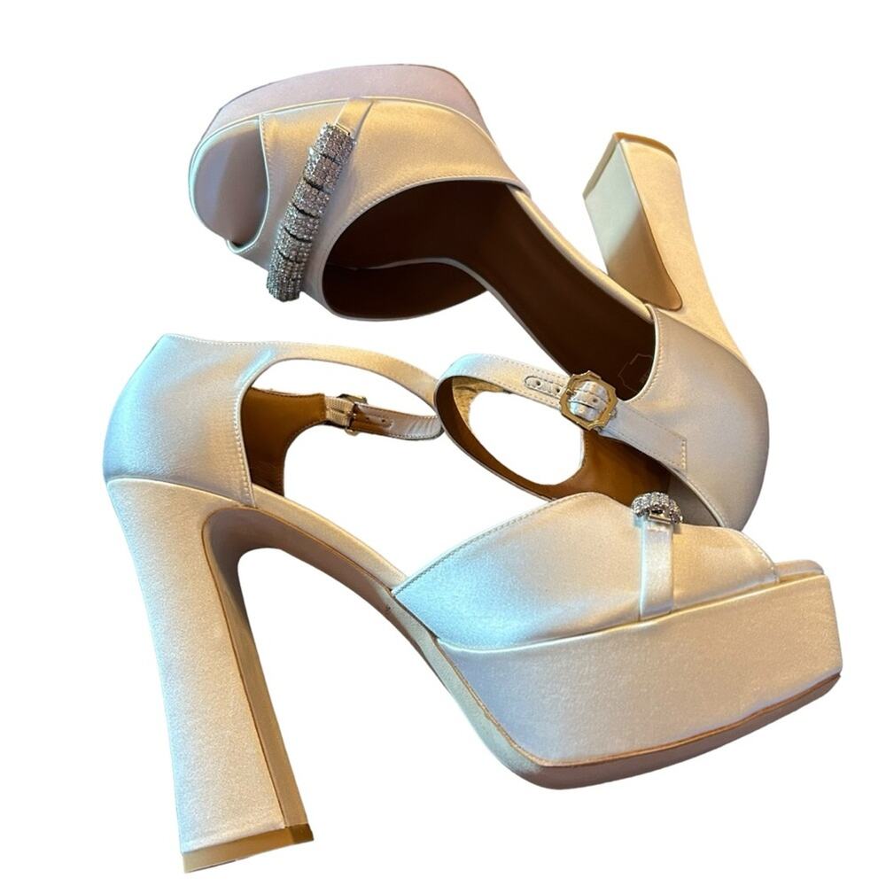 Malone Souliers Yurkia Crystal Platform Sandals Block Heel Open Toe NEW EU 40 - Picture 6 of 9